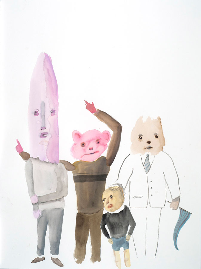 Jon Huck: Gathering, 2020  Watercolor on paper  22” x 30" 
