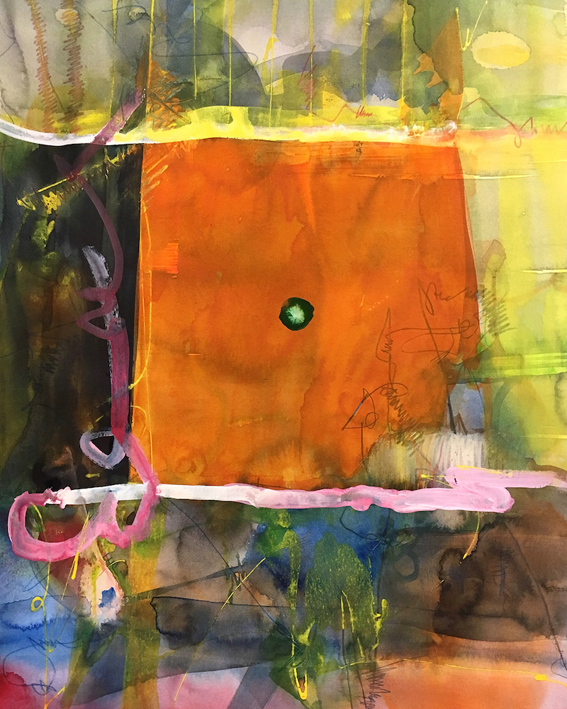 Soo Hong Orange Cube, 2019 Watercolor, oil pastel on paper 16 ½” x 11.7” $300