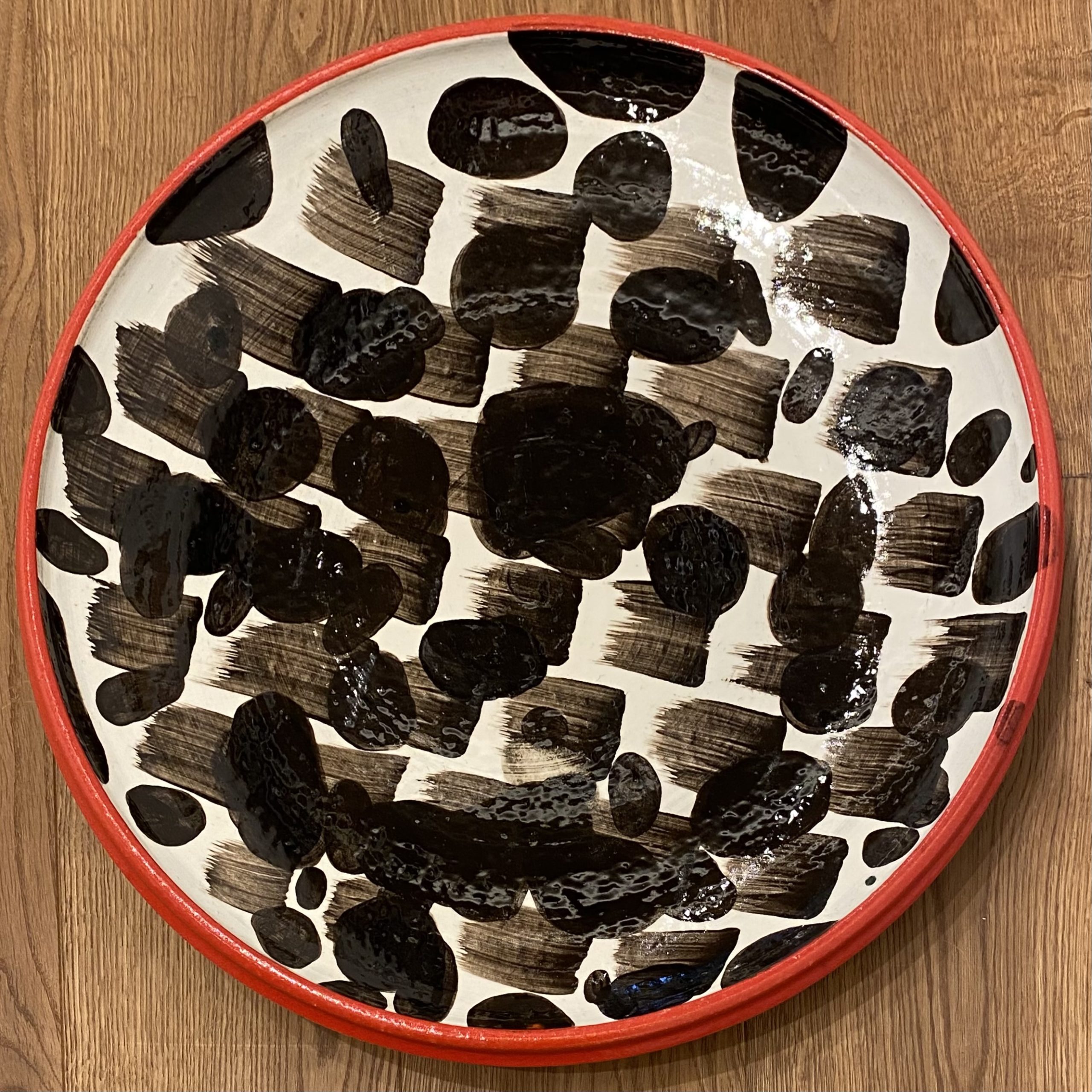 Black and White Platter 1  3 ½” x 19” diameter  White Stoneware with underglaze and clear glaze  $650