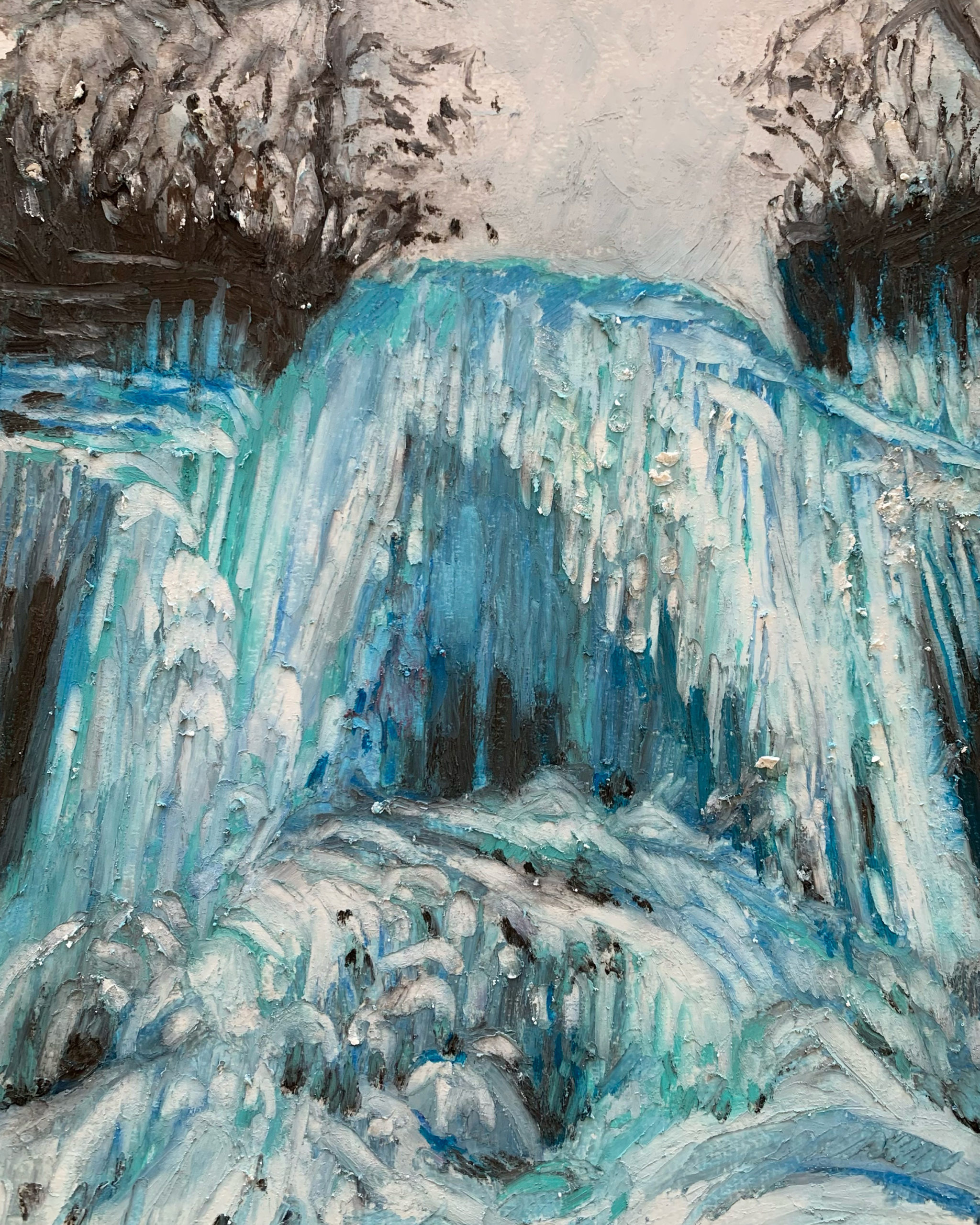 Icescape, 2021, 8” x 10”, oil pastel on paper, $200