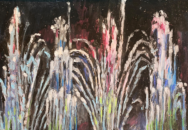 Water Light Show, 2021 Oil pastel on paper 11 ½” x 8” $200
