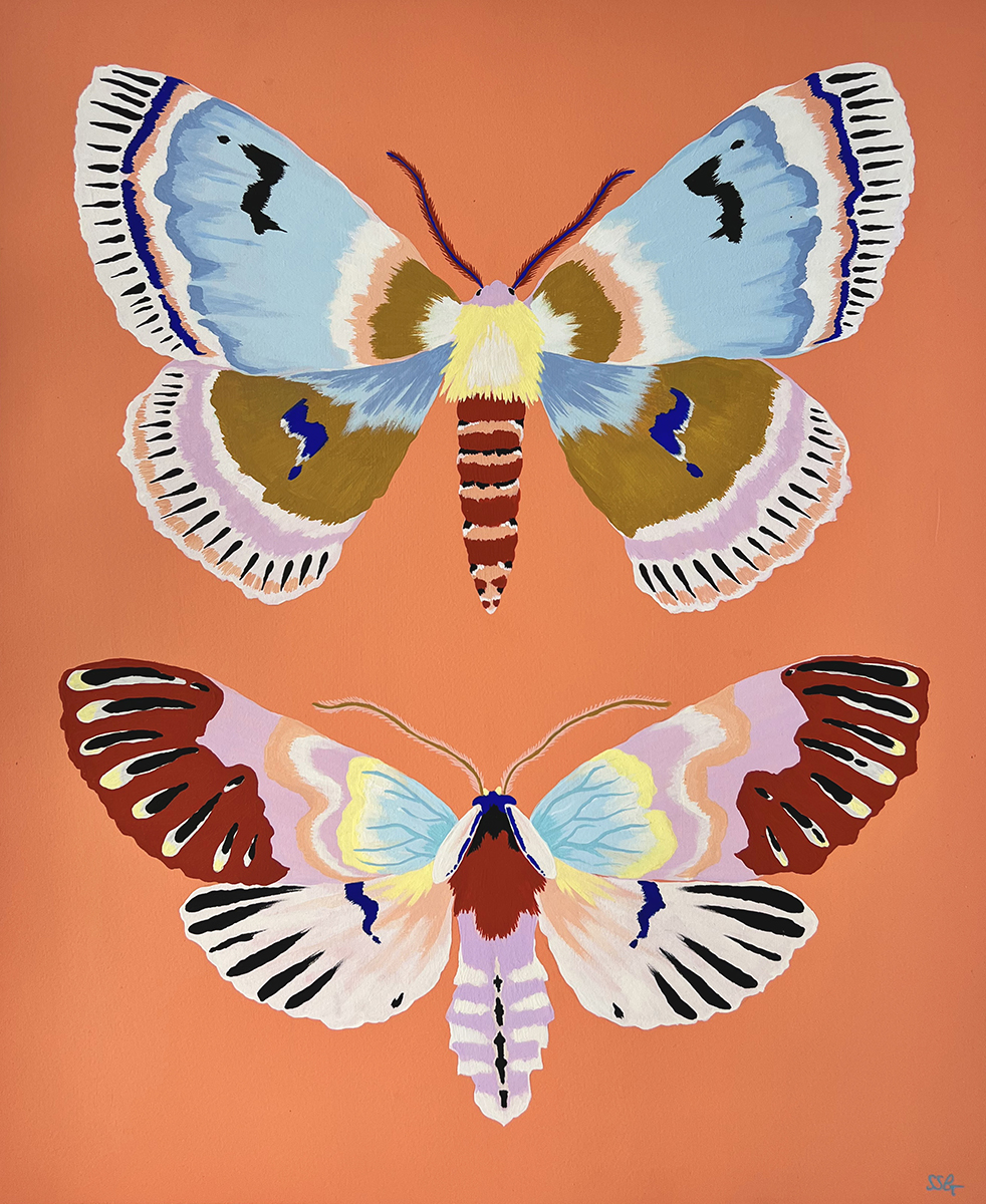 Social Butterfly, 2022 Acrylic on L’Aquarelle Canson Héritage watercolor paper 300lb 18” x 21¾”