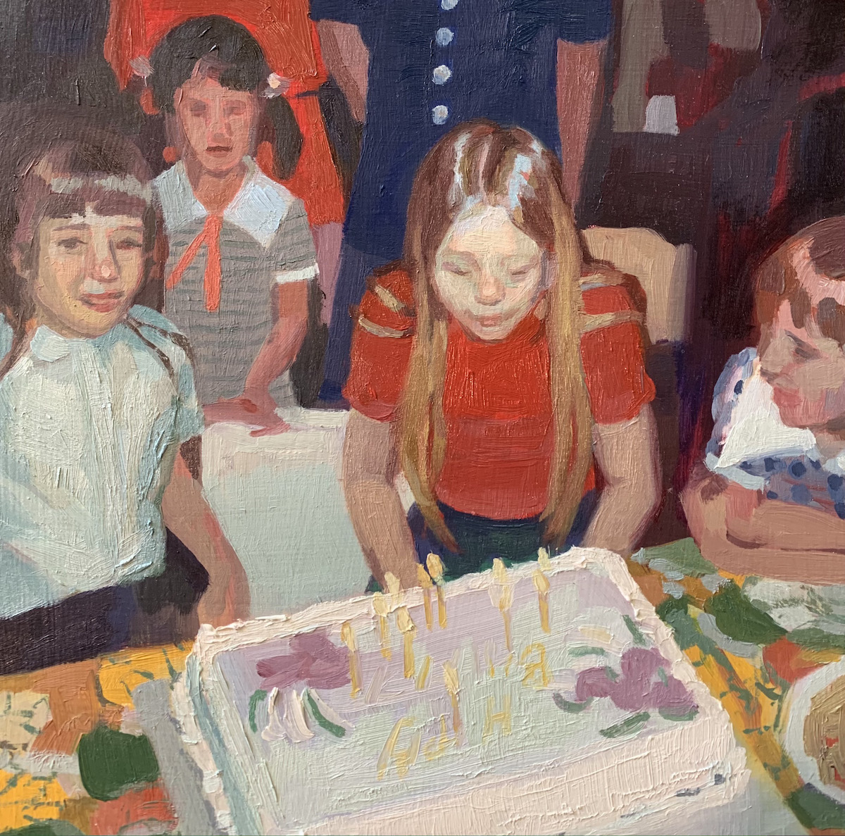 Kirsten Tradowsky: Eleventh Birthday 1972, 2021 Oil on panel  8" x 8"