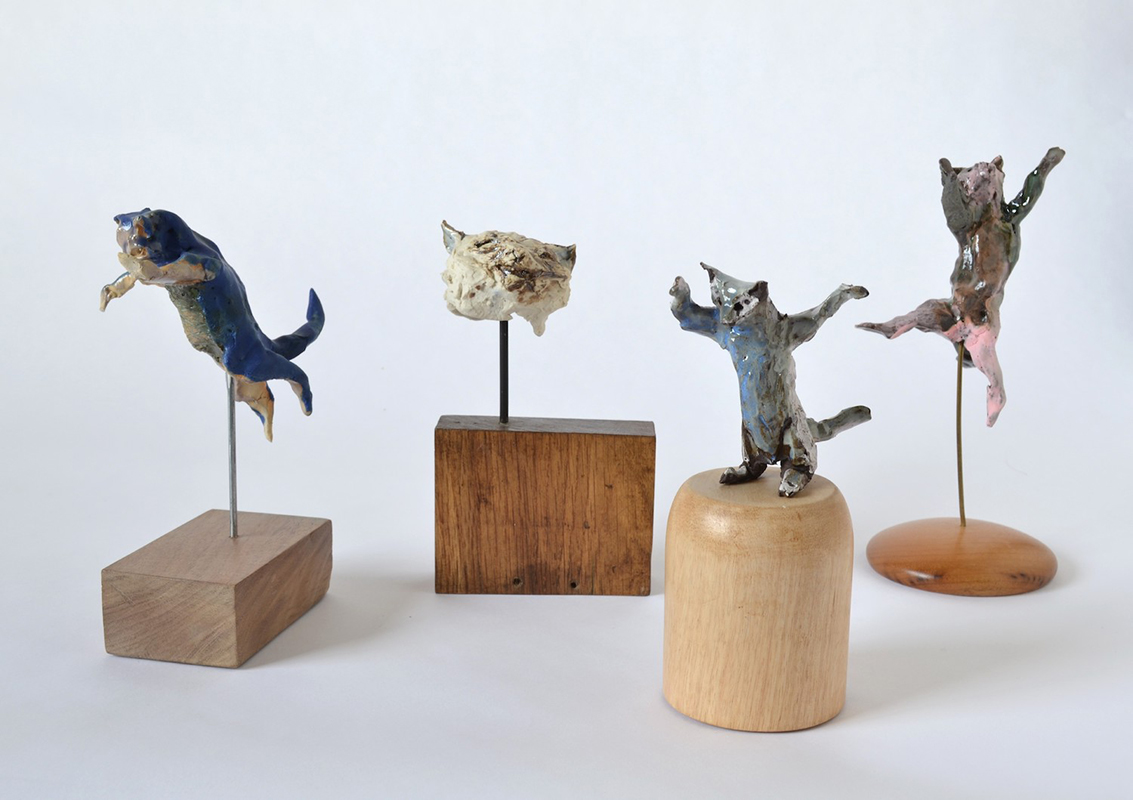 Cynthia Lahti Various Kitty sculptures, 2021 Sizes range 7”- 8” height