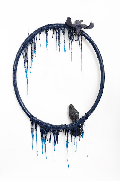 Untitled (Ring 2), 2021 Mixed media paper, paint, wire, and plastic 55” x 36” x 6”