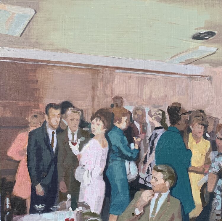 Kirsten Tradowsky After Party 1967, 2021 Oil on panel 8" x 8"