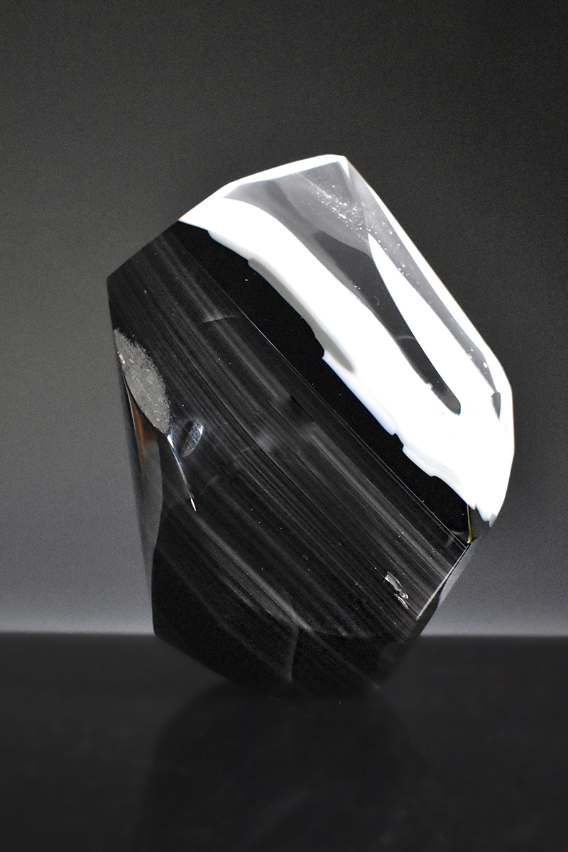 Unconformity 5, 2022 Obsidian and glass 6” x 4” x 3”