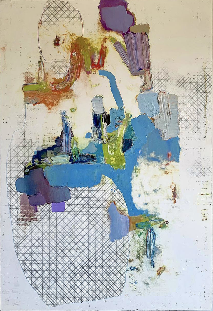 Path, Seabeds Dried, 2020 Acrylic, inks, collage on paper, 44" x 44" framed $13,000