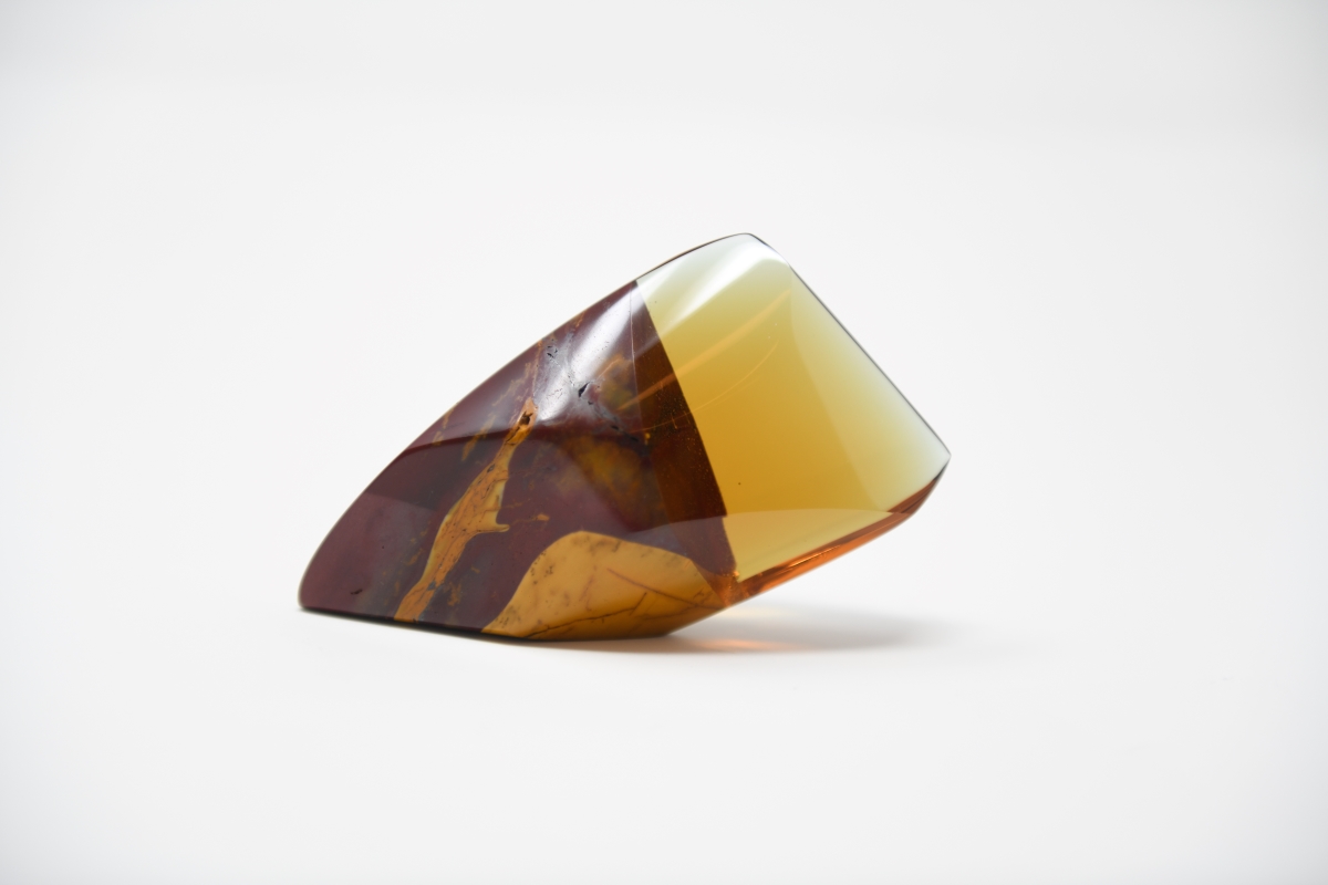 Unconformity #18, 2022 Mookaite and glass 2 x 4 x 1 inches