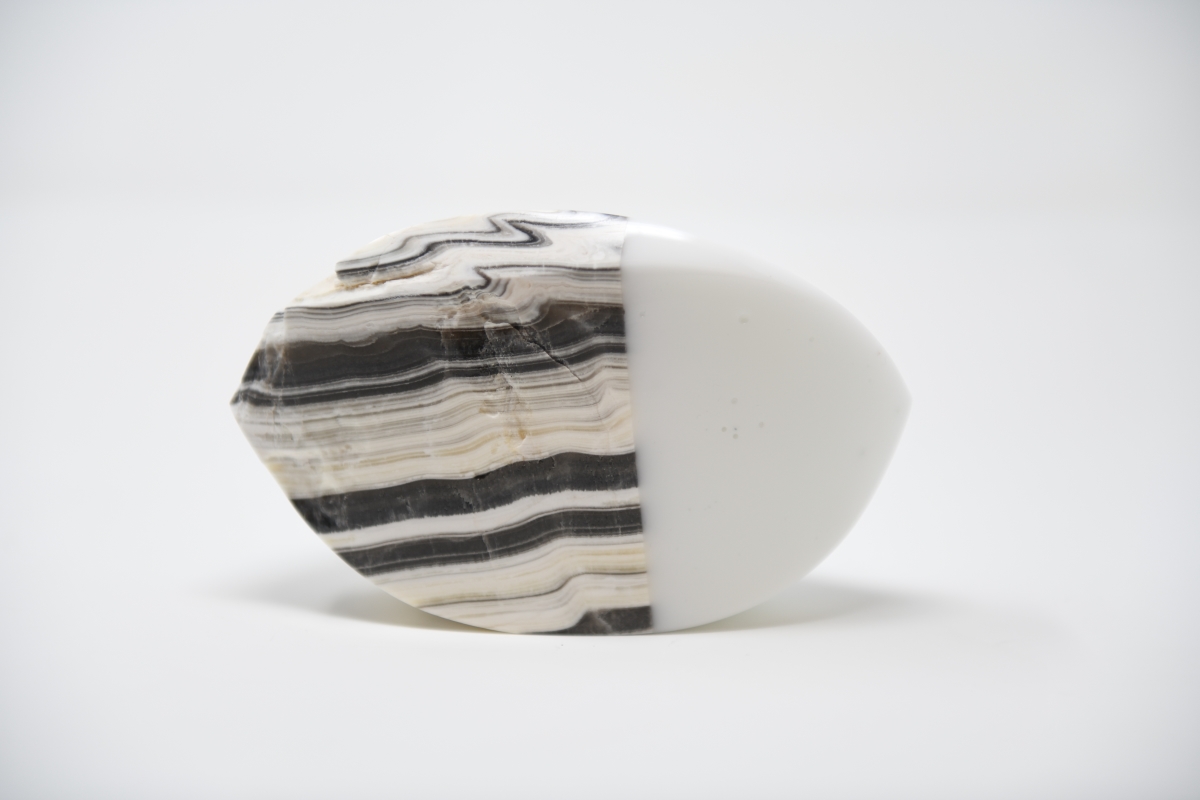 Unconformity #16, 2022 Lace agate and glass 3 x 3 ¼ x 3 inches